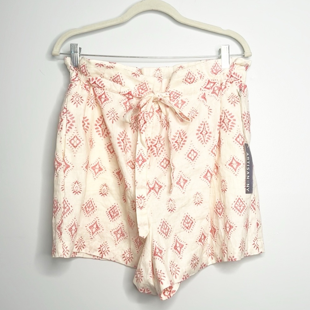 Artisan NY Cream & Red Linen Shorts